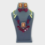 Ruby Blue Bead Meenakari Necklace Set