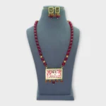 Ruby Bead Gold Elephant Pendant Set
