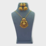 Temple Gold Lakshmi Pendant Jhumka Set