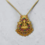 Temple Gold Lakshmi Pendant Jhumka Set - Image 2