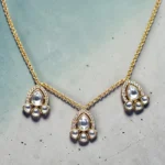 Kundan Gold Minimalist Teardrop Necklace Set - Image 2