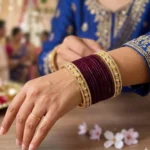 Wine Glitter Metal Kada Set