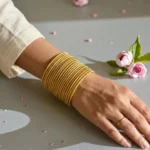 Gold Glitter Metal Bangle Set