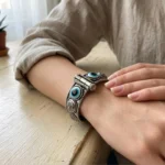 Oxidized Silver Blue Evil Eye Kada
