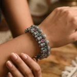 Oxidized Silver Multicolor Festive Kada