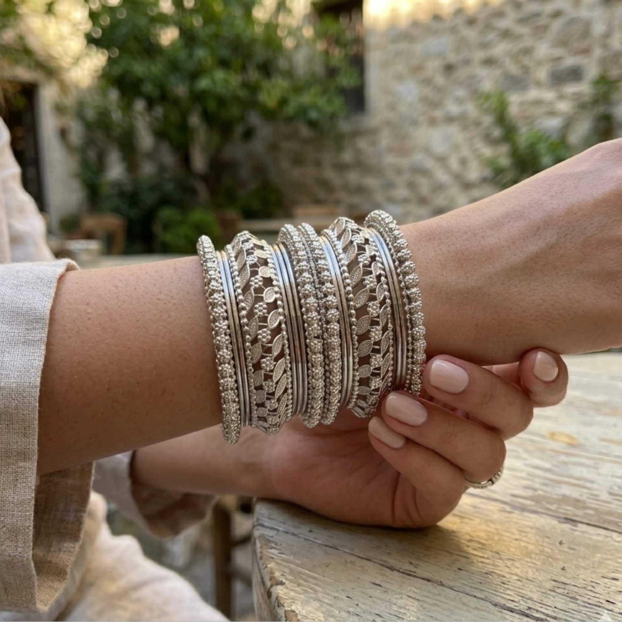 Gemini_Generated_Image_rhcc1mrhcc1mrhcc Oxidised Silver Filigree Bangle Set - Image 1