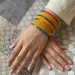 Yellow Velvet Metal Bangle Set