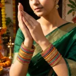 Gold Bangles Set Festive Multicolour Stack
