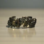 Oxidised Steel Elephant Kada Bracelet - Image 3