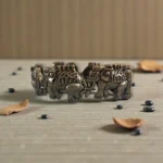 Oxidised Steel Elephant Kada Bracelet - Image 2