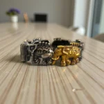 Oxidized Silver DualTone Elephant Kada - Image 3