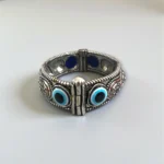 Oxidized Silver Blue Evil Eye Kada - Image 4