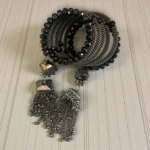 Spiral Black Crystal Tassel Bracelet