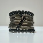 Spiral Black Crystal Tassel Bracelet - Image 3