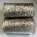 Oxidised Silver Rajwada Kada Cuffs - Image 2