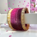 Wine Glitter Metal Kada Set - Image 3