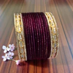 Wine Glitter Metal Kada Set - Image 2