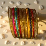 Gold Bangles Set Festive Multicolour Stack - Image 3