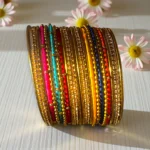 Gold Bangles Set Festive Multicolour Stack - Image 2