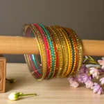 Gold Bangles Set Festive Multicolour Stack - Image 4