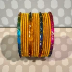 Yellow Velvet Metal Bangle Set - Image 4