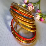 Gold Bangles Set Festive Multicolour Stack - Image 7