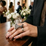 Peacock Silver Pearl Cocktail Ring