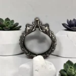 STONIRA vintage oxidised silver elephant statement kada displaying deep smoky metallic texturing