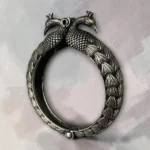Classic peacock oxidised silver screw kada bangle view
