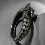 Classic peacock oxidised silver screw kada bangle feather details
