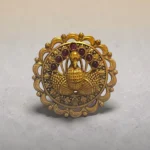 Heritage-inspired peacock ring with ruby-toned stones
