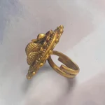 Adjustable temple jewellery ring with intricate peacock detailing