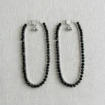 Silver Black Crystal Bead Anklet Pair - Image 3