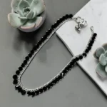 Hand-crafted silver black crystal bead anklet by STONIRA