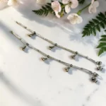 stonira oxidized silver multicolor payal anklet set