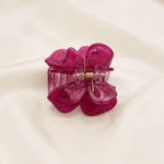 Deep magenta berry pink resin butterfly hair claw clip with dense micro-sparkles